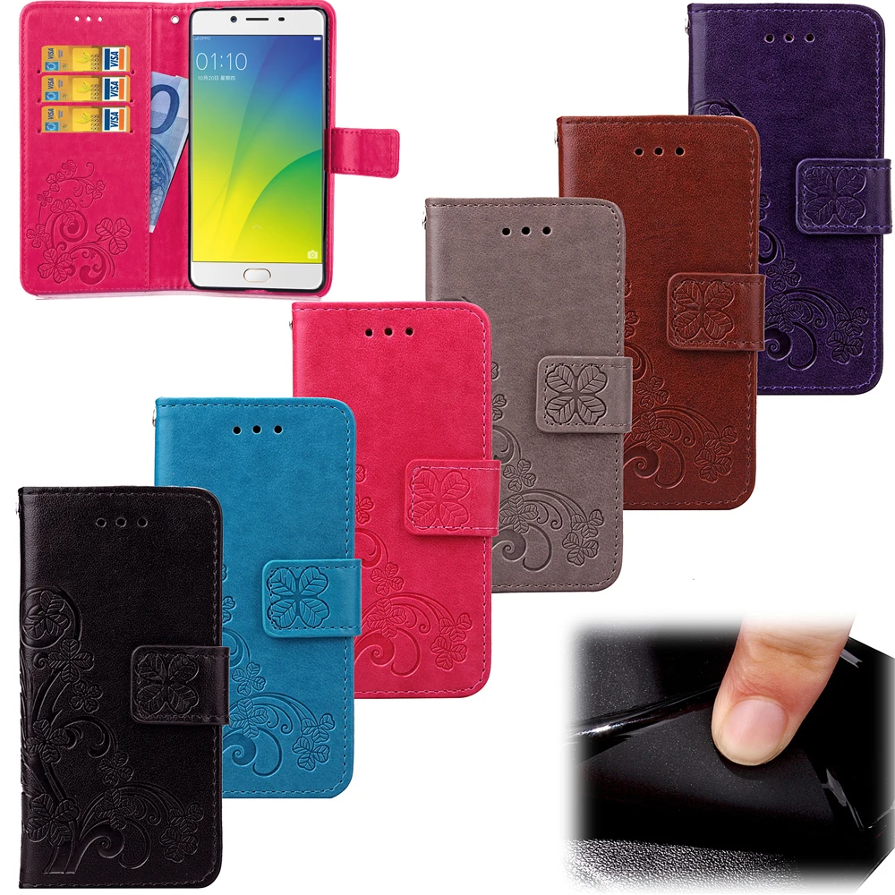 Счастливый клевер стенд флип разъем карты кожаный бумажник чехол для OPPO r9s плюс