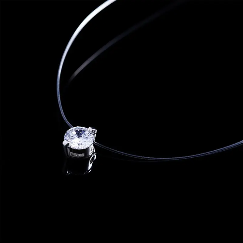 Choker Invisible Fish Line Crystal Necklace Pendants Neck Zircon Women Clavicle Chain Lady Feminino Collar | Украшения и