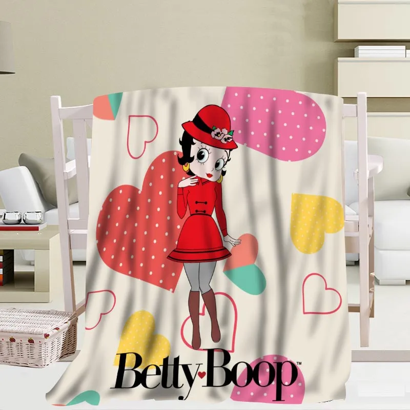 Мягкое одеяло с узорами Betty Boop 56x80 дюймов 50x60 40x50 дюймов|Одеяла| |