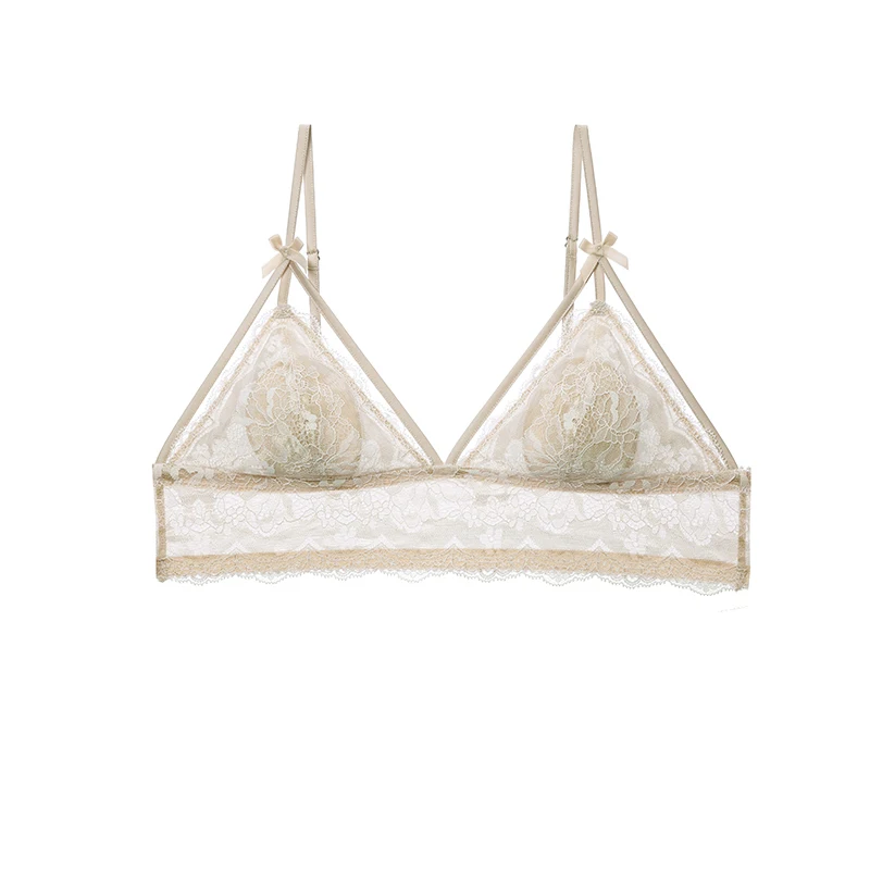 Кружевной бюстгальтер комплект женского белья, бюстгальтер без косточек, Сексуальное белье Bielizna Damska Komplety Cup 32 34 36 38 ABC Cup для женщин - Цвет: Champagne bra