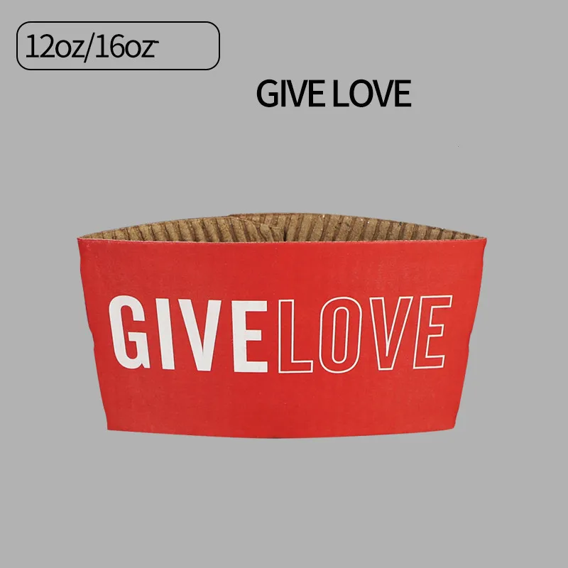 give love 100 шт. кофе чашки рукав одноразовый держатель для чашек Merry Рождество украшения чай бумажный стакан для сока рукав анти-чехол с защитой от нагрева Индивидуальные - Цвет: give love