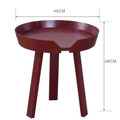 D45cm-red Журнальный столик из твердой древесины в скандинавском стиле, современный минималистичный, креативный, для гостиной, дивана, Круглый, Маленький журнальный столик mx6011633 - Цвет: D45cm-red