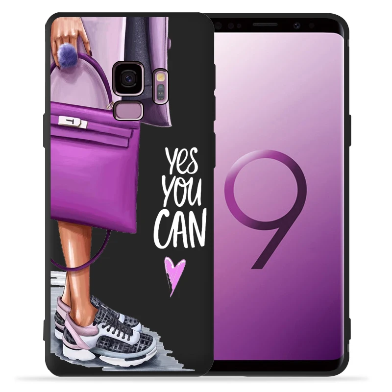 Модный чехол для девочек samsung Galaxy S9 S8 S10 Plus S7 S6 Edge S10 Lite Note9 8 высокий каблук кофейная Цветочная девушка чехол для телефона Etui