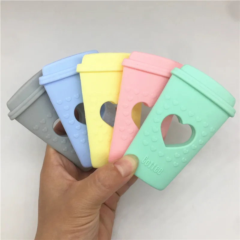 Chenkai 5 шт. BPA Free DIY Милая силиконовая чашка кофе Прорезыватель детское кольцо для соски подвеска-грызунок игрушки ремесла аксессуары