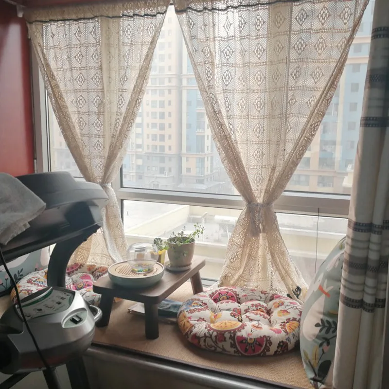 Американский кантри крючком полый хлопок лен кухня шторы домашний сад эркер перегородка Короткая занавеска для двери QT035#4