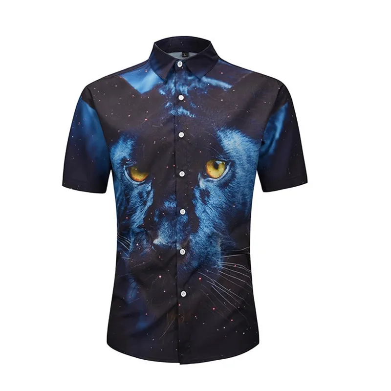 Новая летняя мужская рубашка с 3D рисунком из аниме, модная гавайская рубашка с коротким рукавом, повседневная мужская деловая рубашка, европейский размер