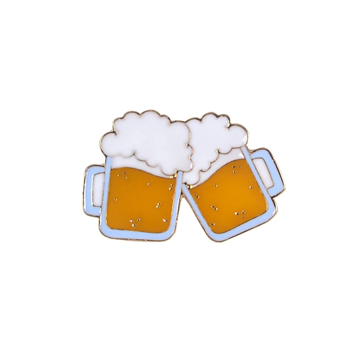5pcs/ lot costume jewellery bag jean hat accessories metal enamel beer cup cheers pin brooch button badge | Украшения и