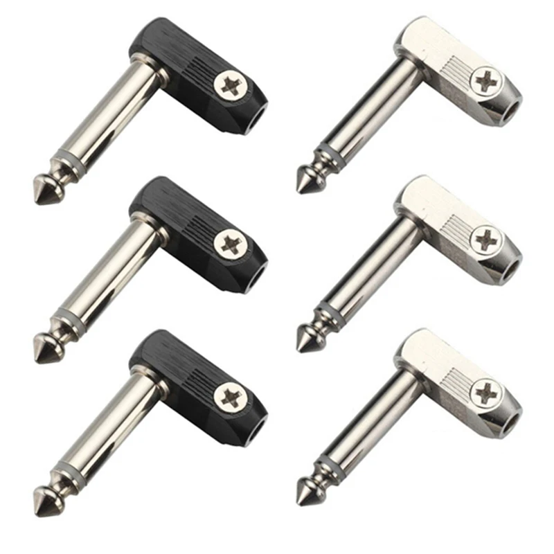 

100Pcs Solderless 6.35 Male Jack Mono Right Angle Cable Connector Guitar Effect Connector Microphone Speaker Plug