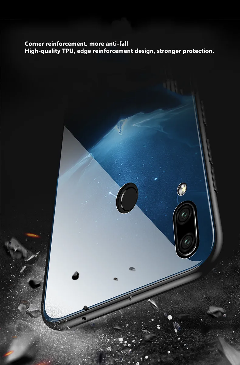 Чехол из закаленного стекла для Xiaomi Redmi 7 светящийся чехол с рисунком силиконовая