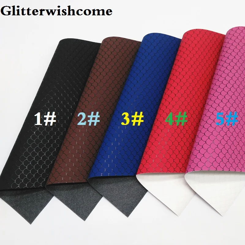 Ткань Glitterwishcome 21x29 см Размер A4 винил для бантов рельефная рыбья чешуя кожаная