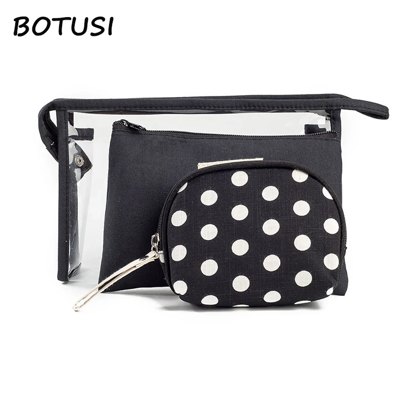 

Косметичка женская BOTUSI, из ПВХ, в горошек, с тремя отделениями