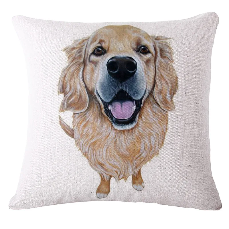 Animal Dog Series Printed Square Cotton Linen Cushion No Filler Decorative Car Sofa French Bulldog Pillow Throw Pillows | Дом и сад