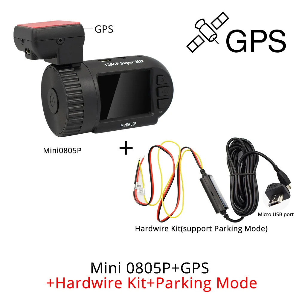 805P Hardwire kit Arpenkin Mini 0805P Full HD Автомобильный видеорегистратор 1080P G-senser, видеорегистратор с функцией ночного видения, gps, защита от напряжения, конденсатор, автомобильный видеорегистратор - Название цвета: 805P Hardwire kit