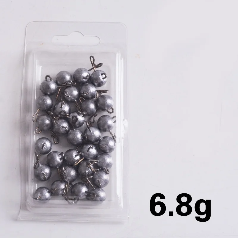 6.8g 30 шт./лот, 2,8 г, 3,8 г, 4,8 г, универсальная свинцовая головка с противовесом, кривошипный крючок, высокое качество, свинцовая джиг, головная Мягкая приманка, Червячные рыболовные инструменты - Цвет: 6.8g
