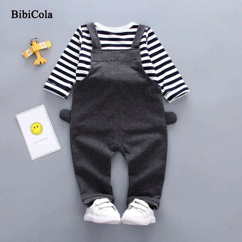 BibiCola 2018 Spring Baby Boys Clothing Set Toddler Outfits Small Children Kids Bib + T-shirt Cartoon |
