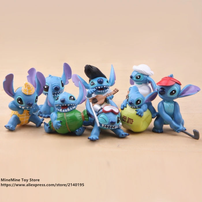 ZXZ Lilo & Stitch 8 шт./компл. 5 см фигурка осанки коллекция украшений аниме игрушка модель
