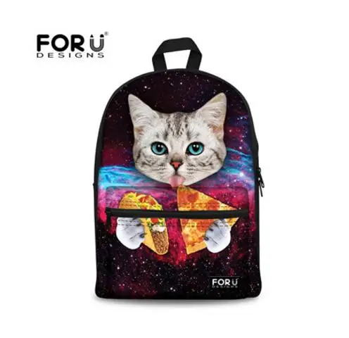 T0010J FORUDESIGNS рюкзак рюкзаки для девочек подростков,Милые Дети Кошка Печати Рюкзак 3D Животных Хлопок Рюкзак для Детей Случайных Подростков Девушки Bookbag Леди Женщины Путешествия Backbag - Цвет: T0010J