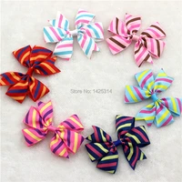 striped ribbon bow hair for girls headwear mix colors grosgrain bowknot with hair clip kids bow hairpins accessories 24pcs