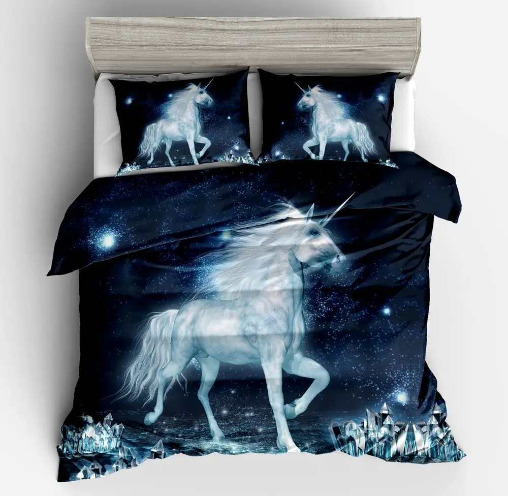 3d Звездное небо святое белое постельное белье с принтом единорога подарок для
