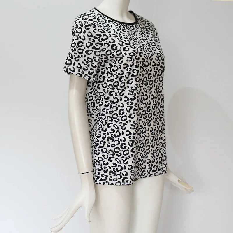 Leopard Print Women t-shirt Summer Short Sleeve Tops &amp Tees Casual O Neck Ladies Office tshirt Plus Size Womens Clothing | Женская