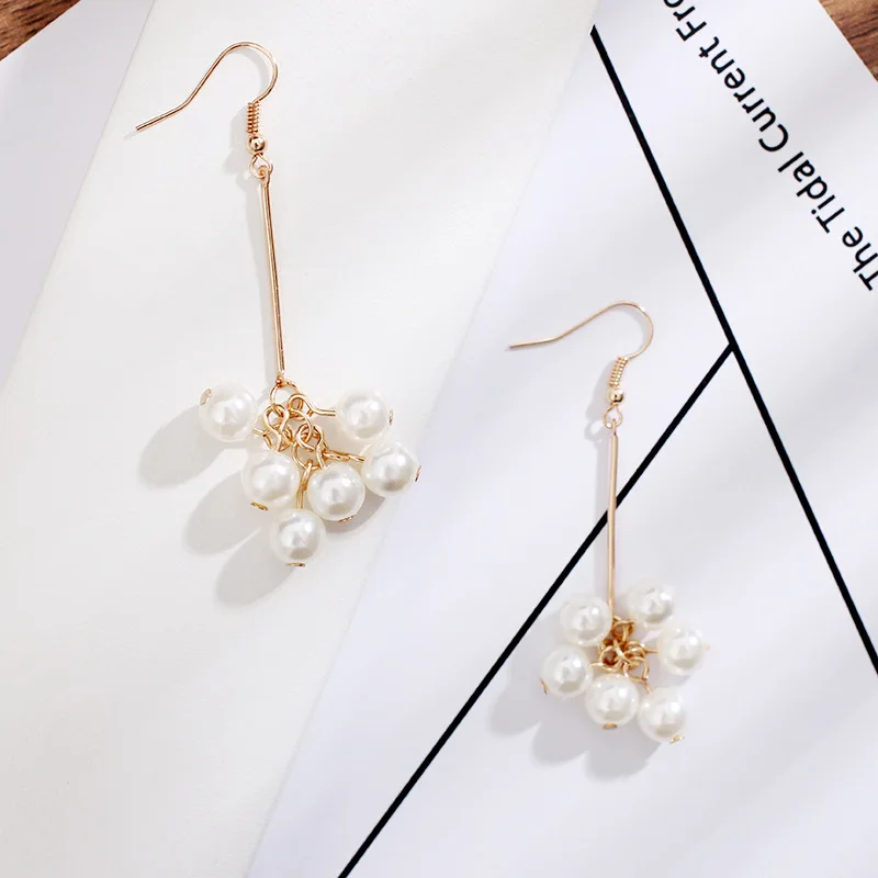 1 пара роскошных корейских модных золотых цветов имитация жемчуга бусина