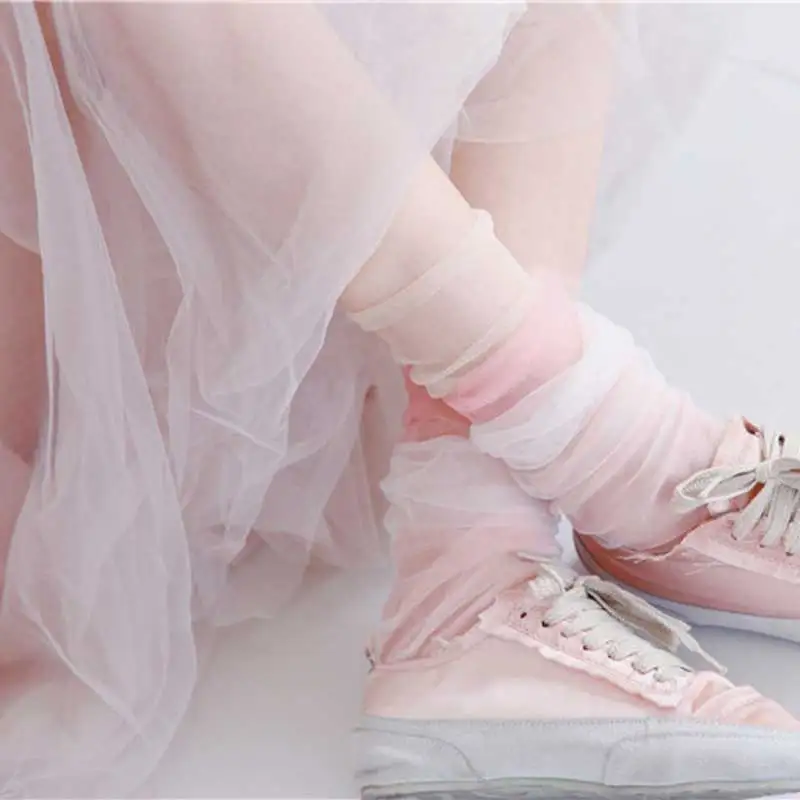 Модные летние блестящие короткие носки из пряжи женские тонкие Harajuku прозрачные