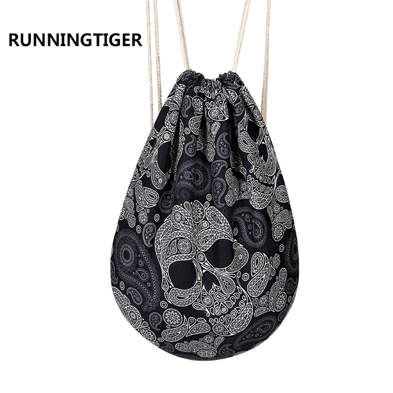 Runningtiger для женщин Повседневная сумка на шнурке рюкзак с цветочным принтом
