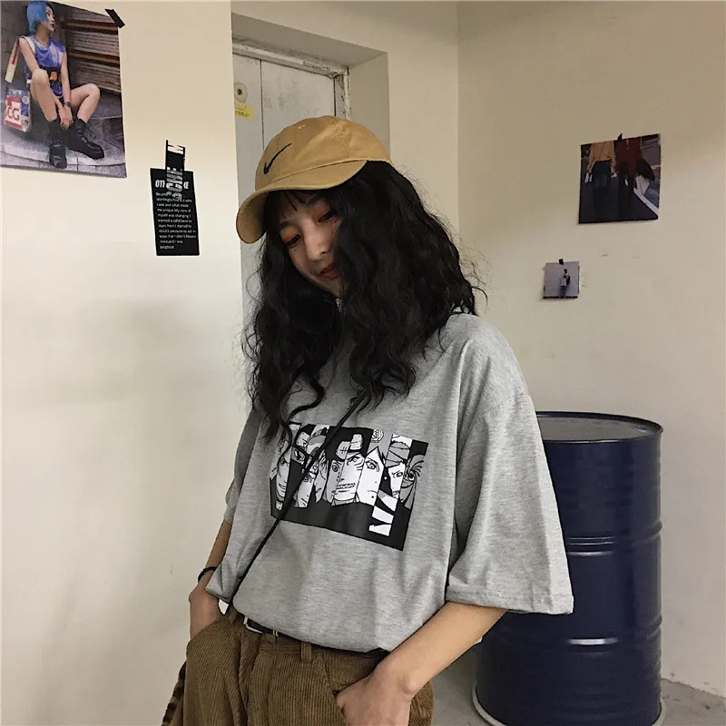 Женская футболка с коротким рукавом Camiseta Mujer уличная Винтажная в Корейском стиле