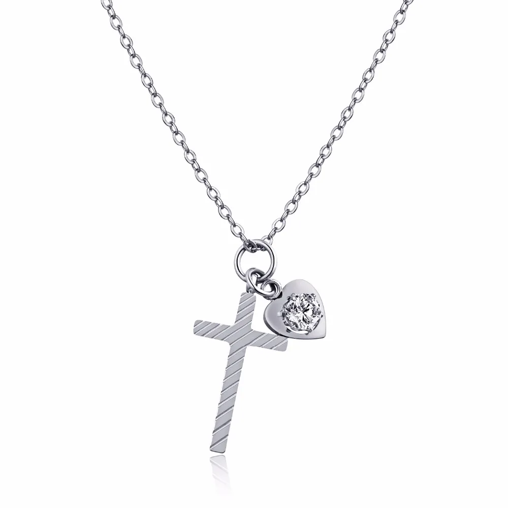 Модное ожерелье с подвеской smalle Cross из нержавеющей стали для женщин инкрустацией