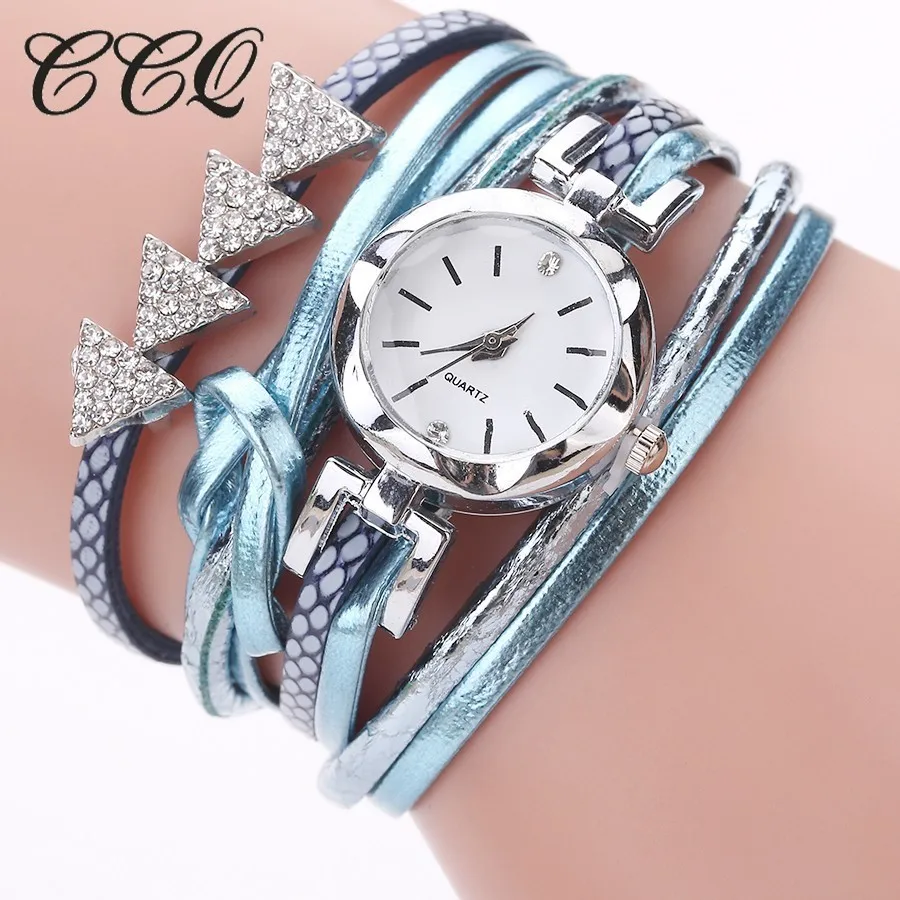 Женские кварцевые часы CCQ браслет стрелки из серебра кожа под платье