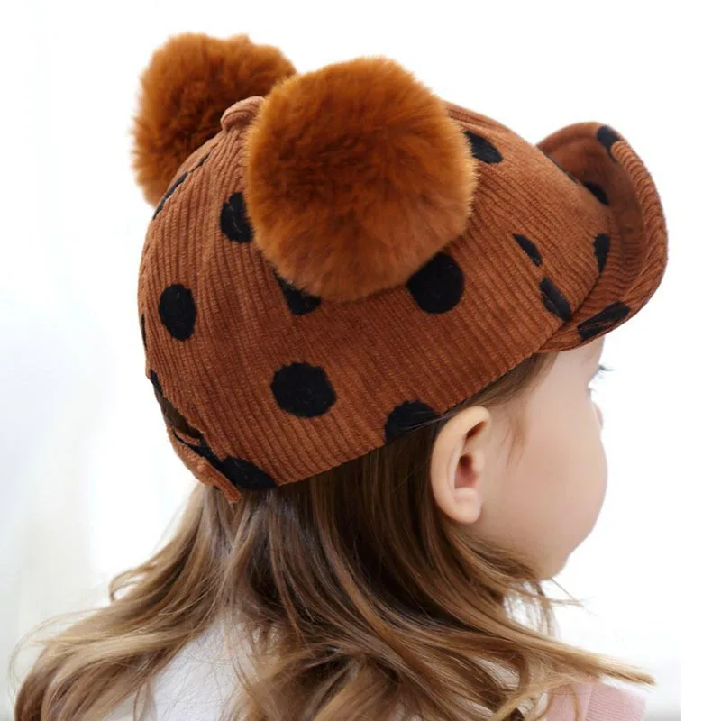 Mickey Ear Hats Children Snap Back Dots Pattern Caps Baseball Cap with Ears Autumn Winter Hip Hop Kids Baby Boy Girls | Детская одежда