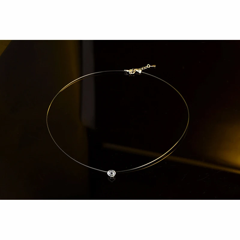 

Fashion 925 Sterling Silver Chain Clear Austrian Crystal Pendant Short Choker Women Necklaces for Party Jewelry for Women Gift