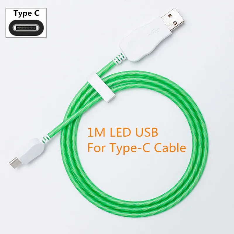 Течет светодиодные светящиеся Usb кабель для зарядного устройства Шнур микро-usb Тип C для быстрой зарядки для samsung Galaxy A50 A30 A10 S10 S9 A8 A5 A7 / - Цвет: For Type-C Cable