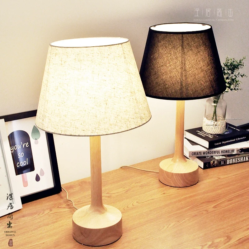 Nordic simple iron wood table lamp modern countryside desk LED E27 with 4 colors for study bedroom parlor bookstore hotel | Лампы и