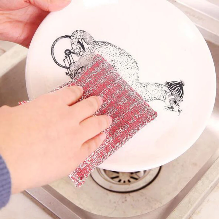 4pcs Sponges &amp Scouring Pads Kitchen dishwashing cloth absorbent dish rag brush pot durable kitchen cleaning | Дом и сад