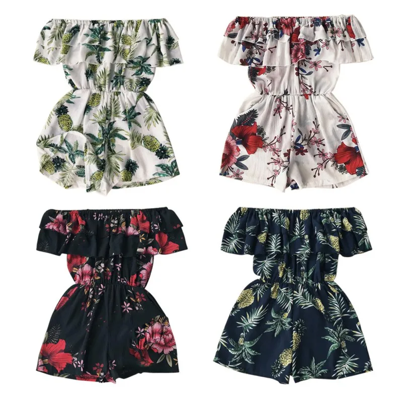 

Women Fashion Printed broad-legged jumpsuits with a monogrammed collar on the edge of the lotus leaf Casual Summer