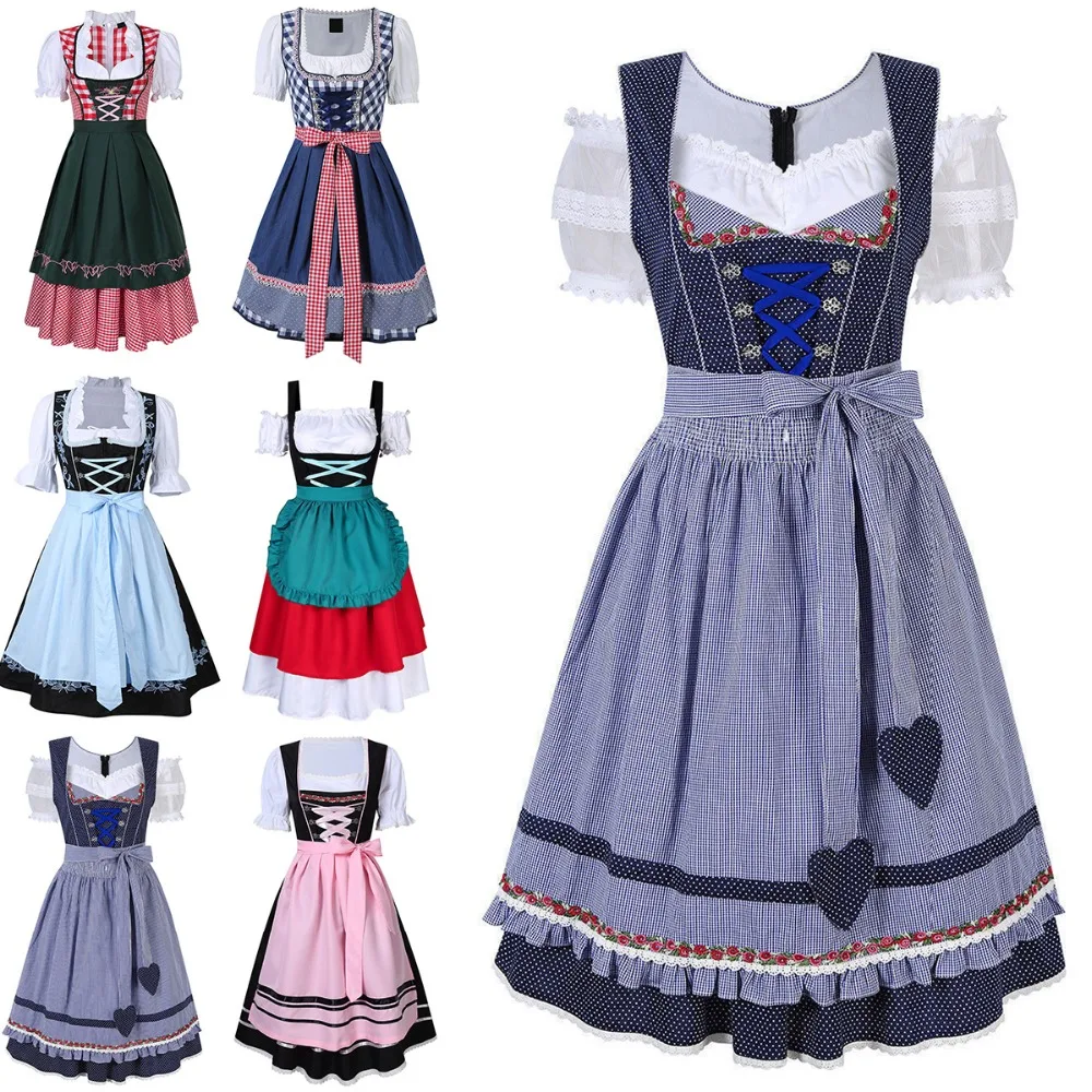 Dirndl Платье Немецкий Октоберфест баварский пиво Wench костюм горничной наряд причудливый