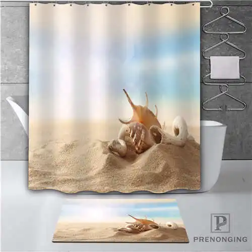 Shower Curtain На заказ Морская звезда-ракушки(1) водостойкая занавеска для душа коврик для дома ванной комнаты полиэстер ткань Мульти Размеры#18-10-002(2 - Цвет: Shower Curtain