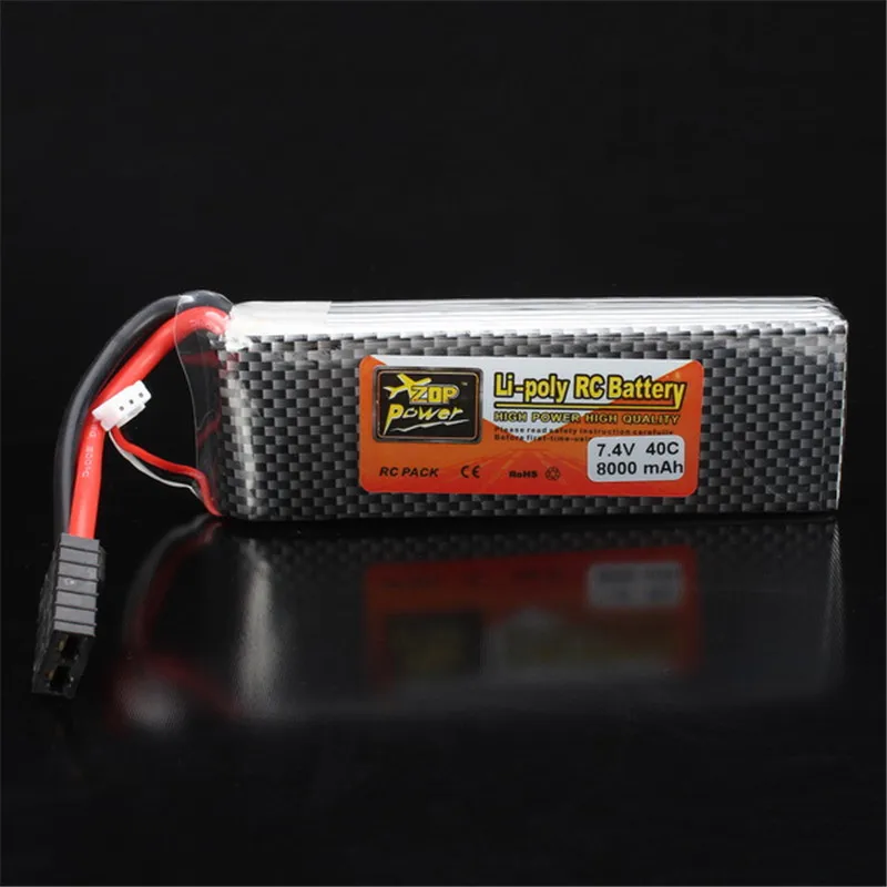 Аккумуляторная батарея Lipo ZOP power 7 4 В 8000 мАч 2 S 40C Fortrx штекер с батареей