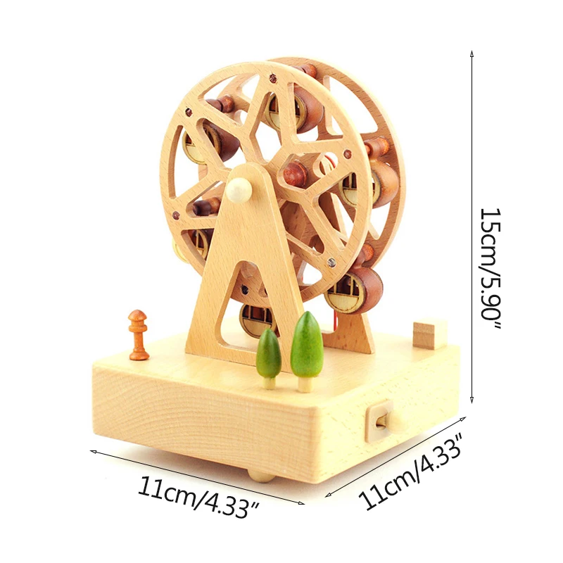 

Creative Wooden Music Box Desktop Decor Romantic Rotating Ferris Wheel Birthday Gifts Home Decoration Accessories Ornament Craft