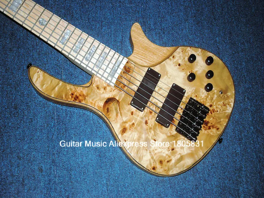 Новое поступление 6 струнный Деревянный электрический бас цельный шейный с