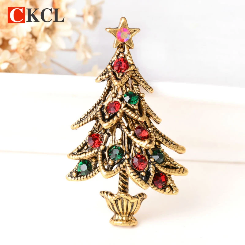 Новый дизайн из горного хрусталя винтажная Рождественская елка брошь для женщин