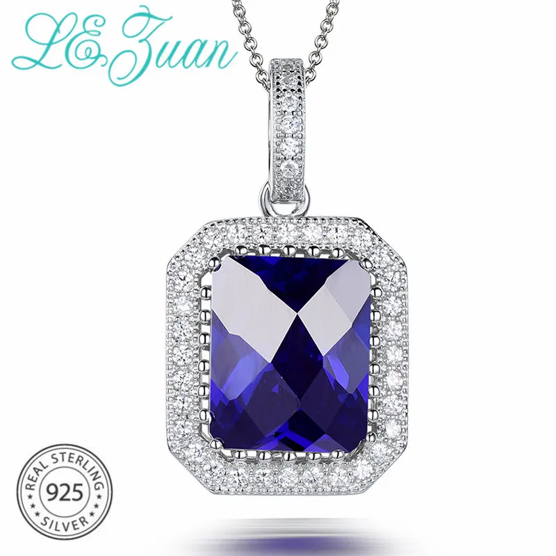 Цепочка с подвеской из серебра 925 пробы голубым камнем карата|pendants for women|pendant