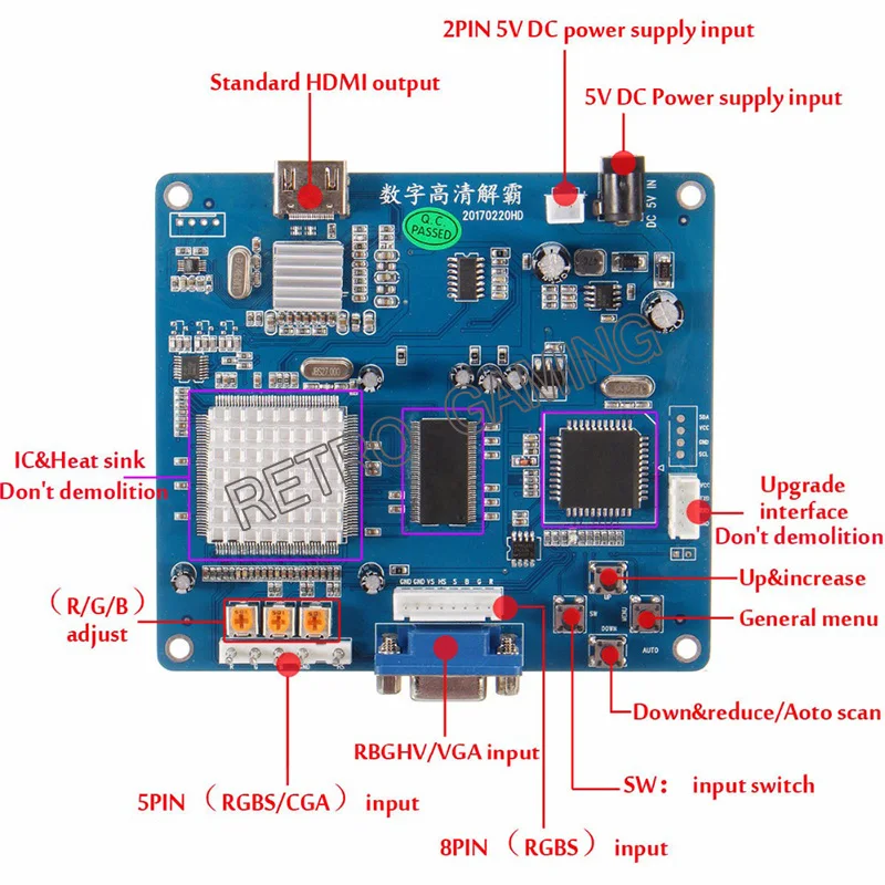 

3 шт. Новое поступление CGA в HDMI конвертер RGBS / CGA / EGA в HDMI конвертерная плата для HD LCD монитора аркадная игра шкаф машина