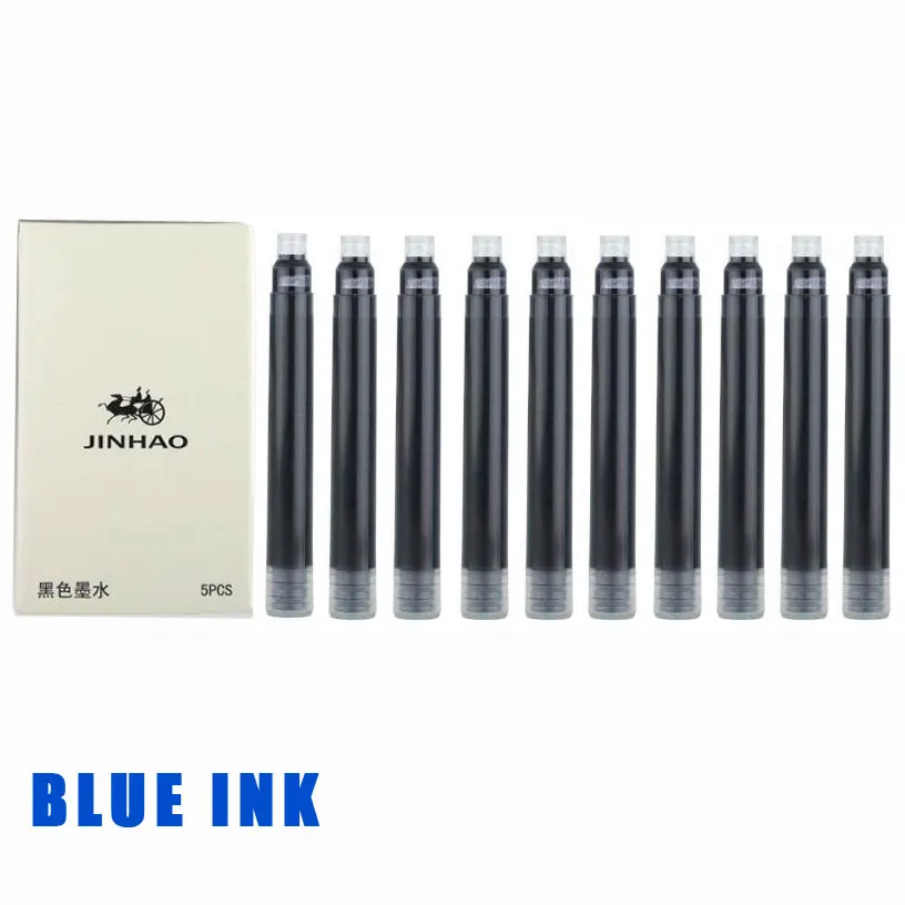 10 pcs blue ink IRAURITA перьевая ручка JINHAO X450 темно-зеленый и золотой 18 KGP 0,7 мм перо с широким основанием полностью металлический синий красный 21 цвет и чернила JINHAO 450 - Цвет: 10 pcs blue ink