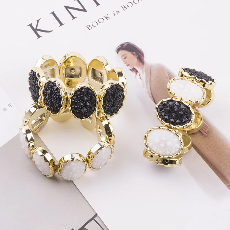 

GuanLong New 2017 Plated Gold Oval Resin Charm Strand Bracelets For Women Summer Accessories