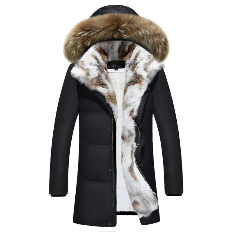 Длинные мужские парки с капюшоном Толстая Теплая мужская зимняя куртка Мужская