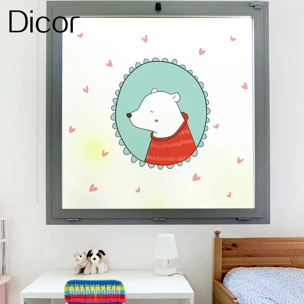 3Kinds Bear With Deer Fashion Cartoon Window Decorative Films Dicor Brand No Glue Static Glass Film Removable High Quality Vinyl | Дом и сад