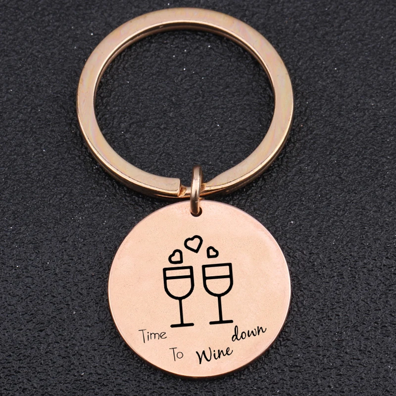 Гравировкой время для вина вниз Нержавеющая сталь брелок влюбленных пар Обувь