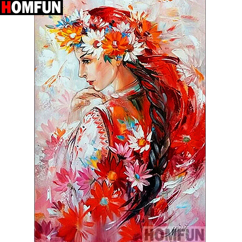 Алмазная живопись HOMFUN Цветочная красота алмазная вышивка с полными